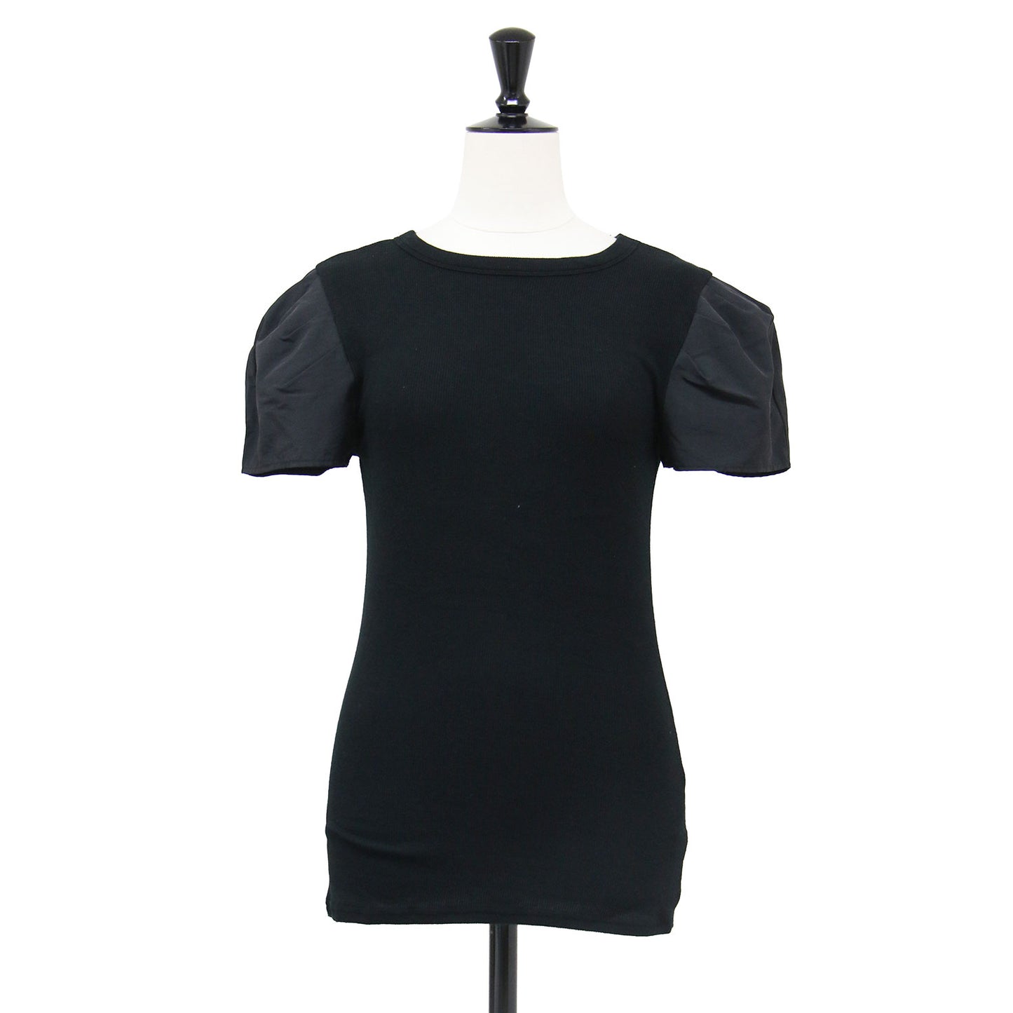 リブ パフスリーブ Tシャツ / active day today RIB PUFF TEE カットソー 半袖 クルーネック コンビ