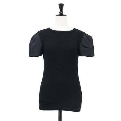リブ パフスリーブ Tシャツ / active day today RIB PUFF TEE カットソー 半袖 クルーネック コンビ