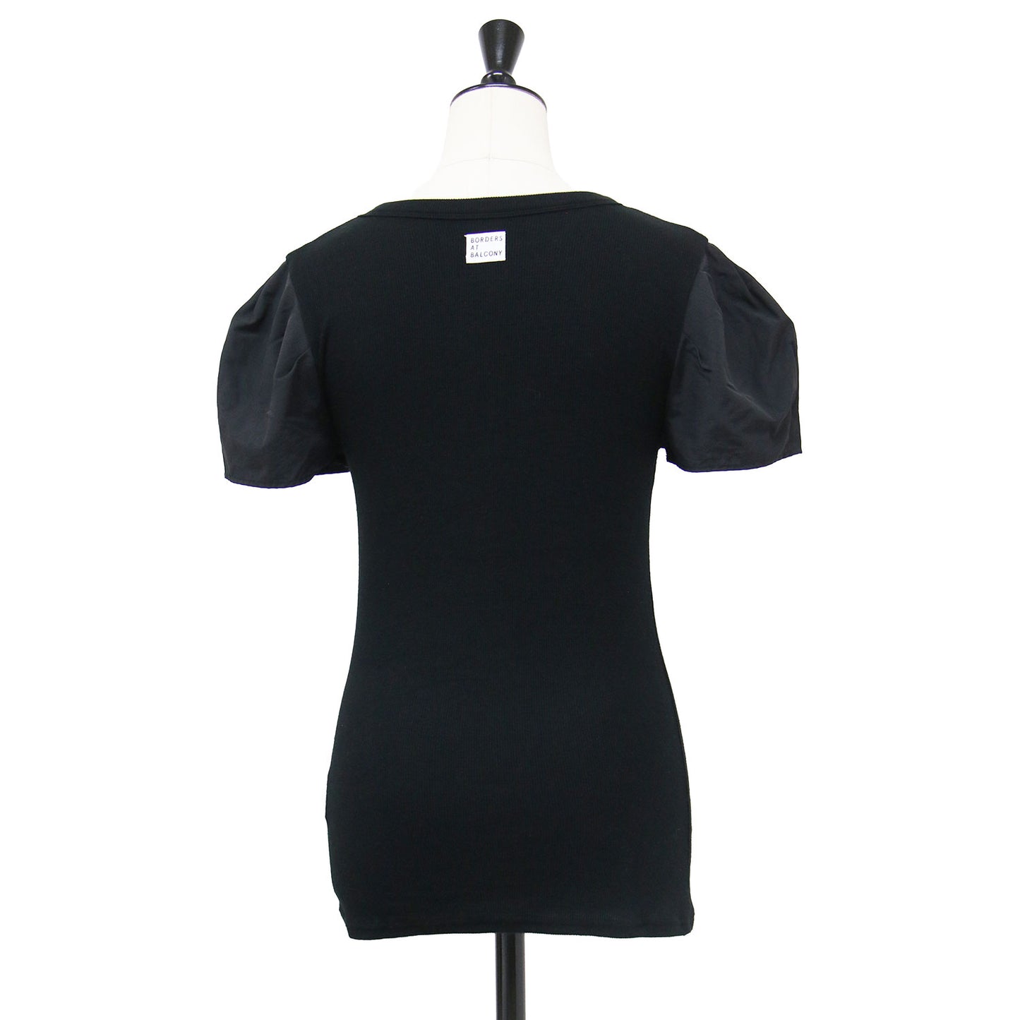 リブ パフスリーブ Tシャツ / active day today RIB PUFF TEE カットソー 半袖 クルーネック コンビ