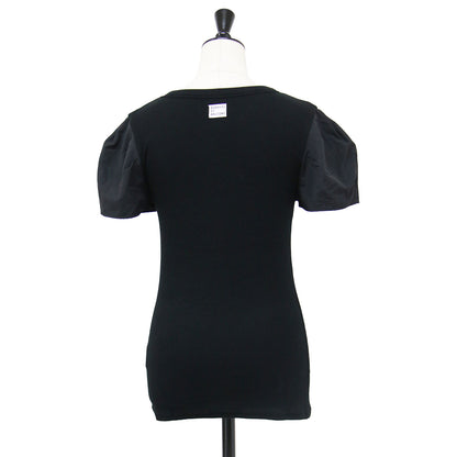 リブ パフスリーブ Tシャツ / active day today RIB PUFF TEE カットソー 半袖 クルーネック コンビ