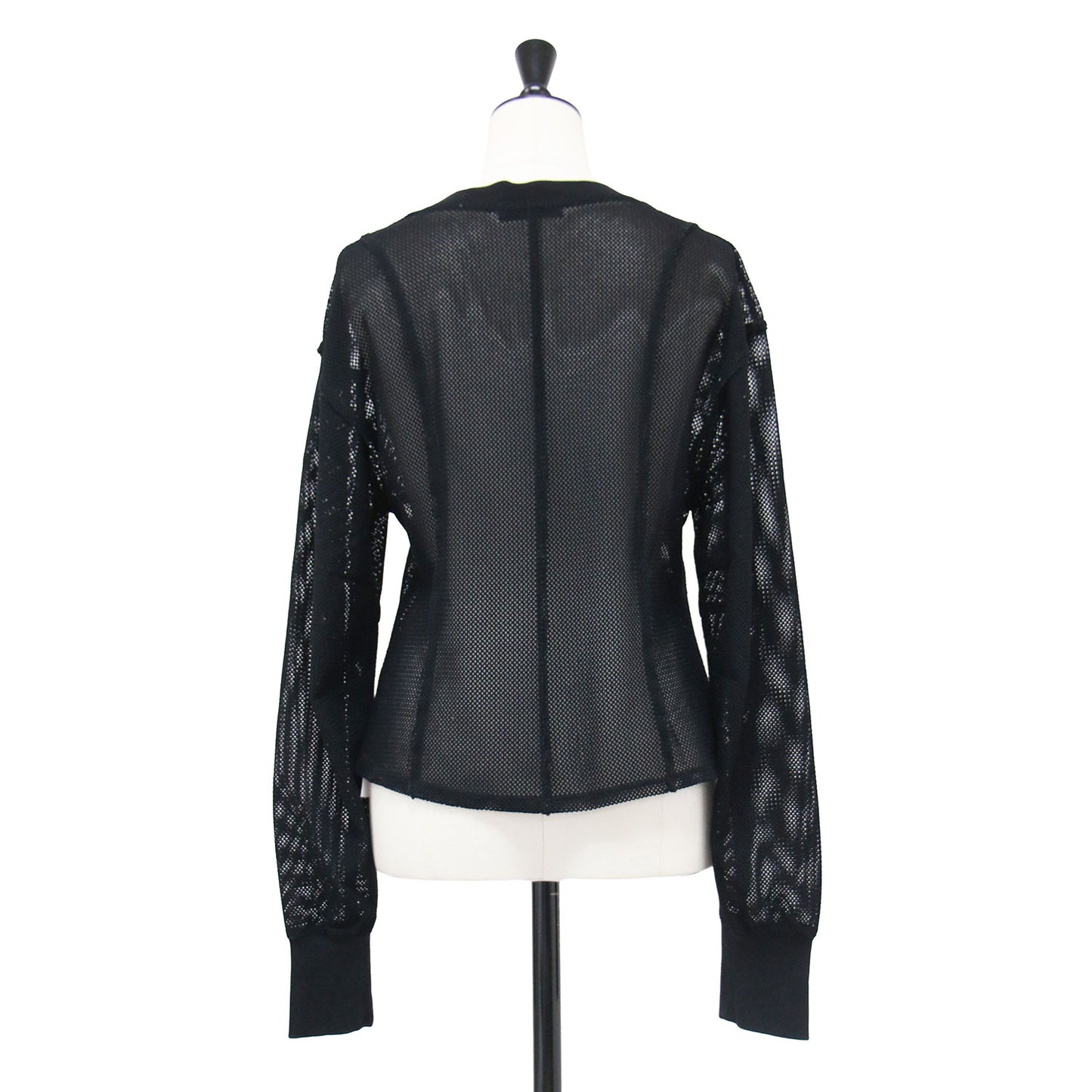 メッシュ Vネック カーディガン / Mesh Cardigan ショート丈 長袖 リブ スナップボタン