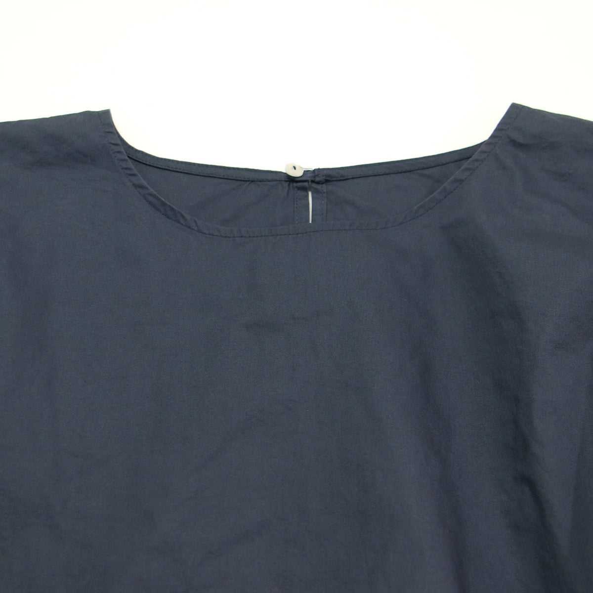 25春夏 ショート丈 半袖 プルオーバー ブラウス / LEMON-POPLIN クルーネック ギャザー ドロスト コットン