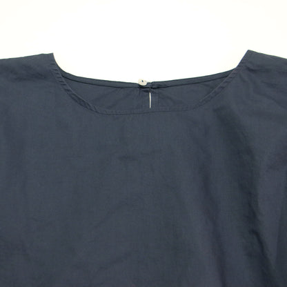 25春夏 ショート丈 半袖 プルオーバー ブラウス / LEMON-POPLIN クルーネック ギャザー ドロスト コットン