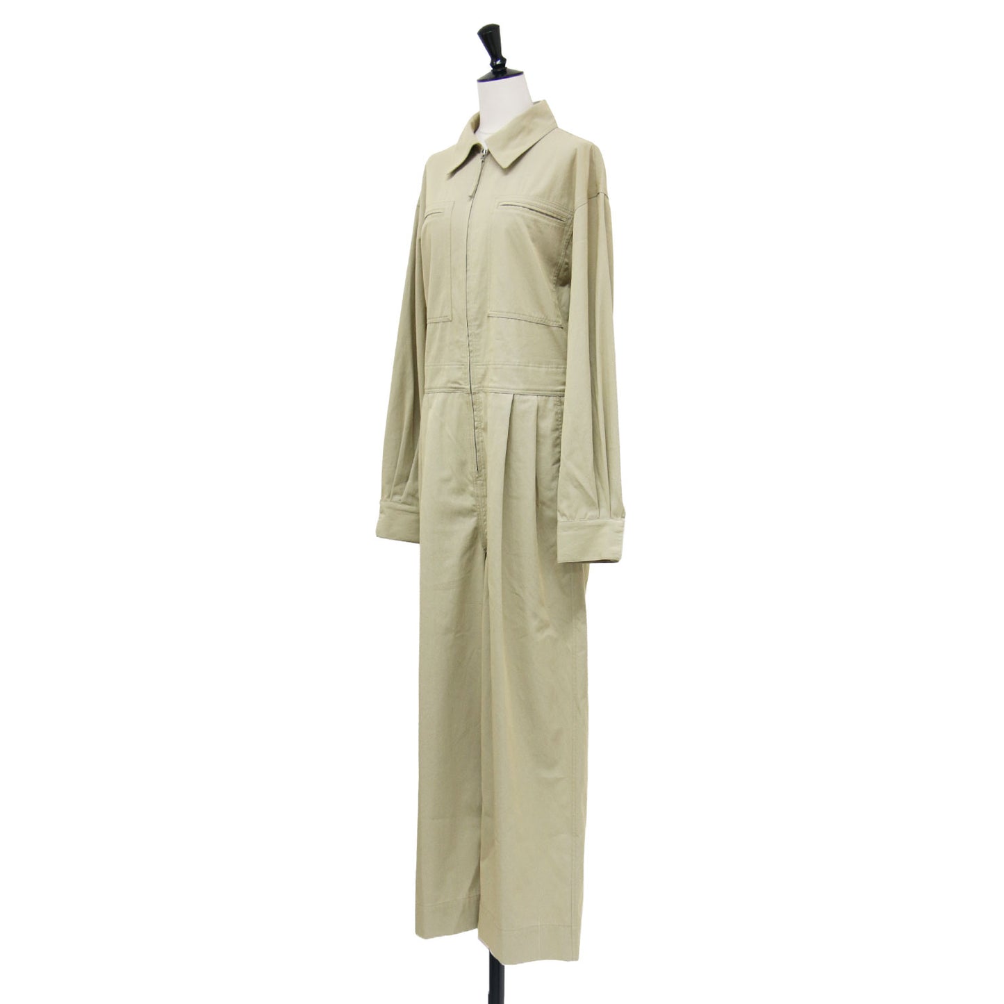 25秋冬 ツイル ジップ コンビネゾン / Twill Zip Combinaison ジャンプスーツ オールインワン 長袖 ワイド ジップアップ コットン