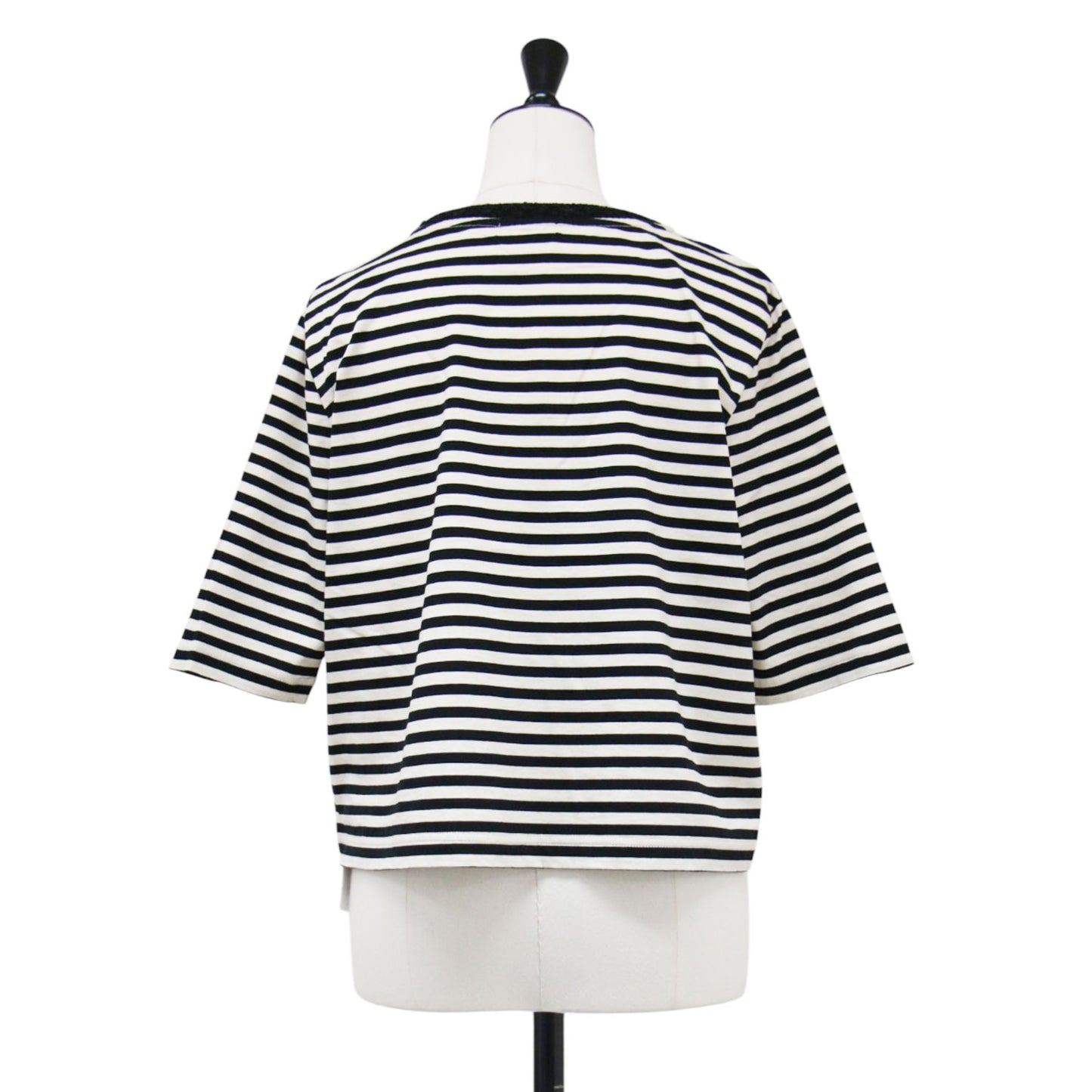 ボーダー 五分袖 Tシャツ / カットソー プルオーバー クルーネック ハーフスリーブ コットン