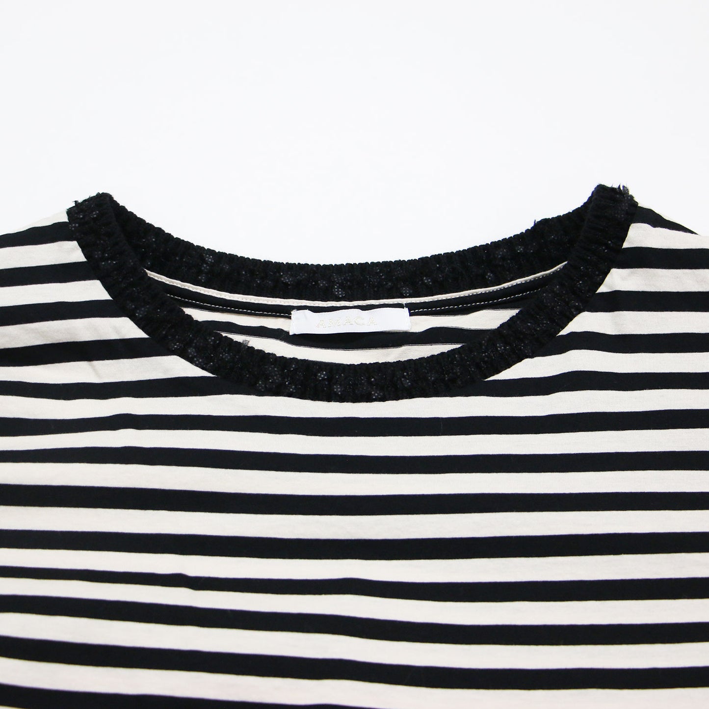 ボーダー 五分袖 Tシャツ / カットソー プルオーバー クルーネック ハーフスリーブ コットン