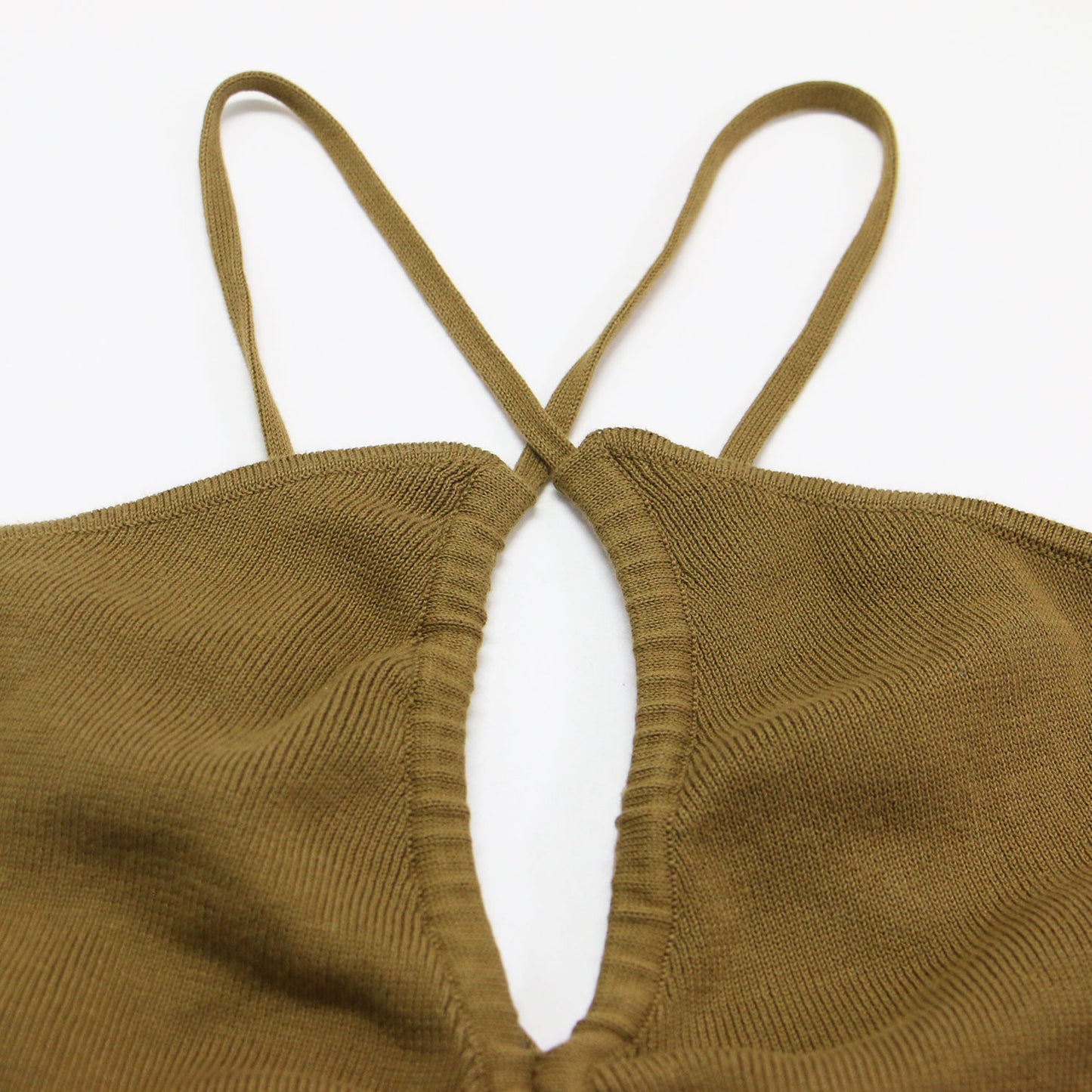 24春夏 ドローストリング ニット キャミソール / Drawstring camisole Knit ショート丈 Vネック コットン シルク