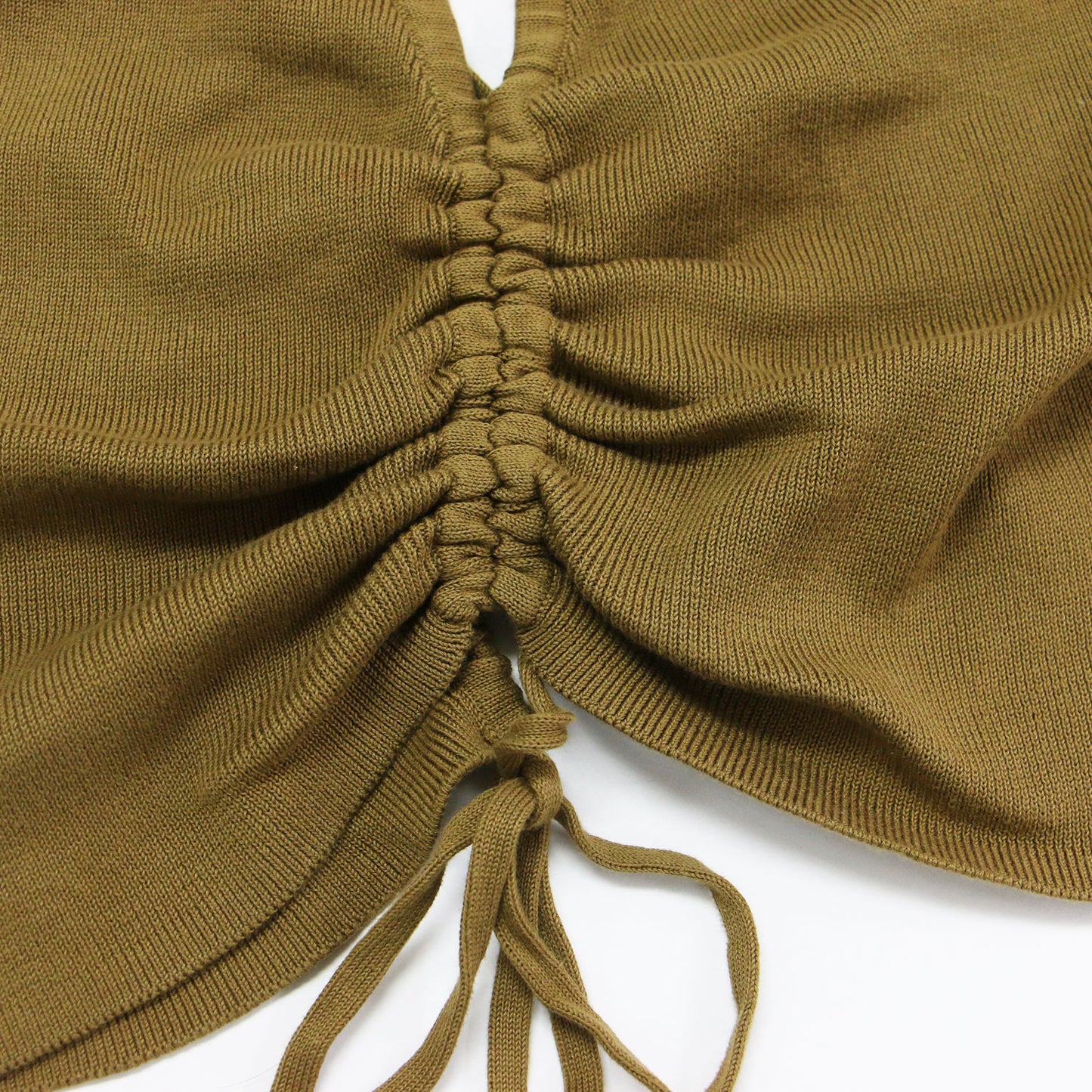 24春夏 ドローストリング ニット キャミソール / Drawstring camisole Knit ショート丈 Vネック コットン シルク