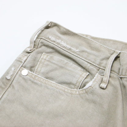 × Spick&Span 別注 25秋冬 THE HIM ルーズ ストレート デニムパンツ / ハイウエスト 5ポケット ダメージ加工 コットン