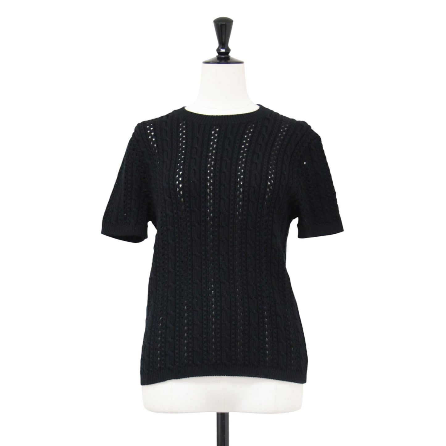 ハーフスリーブ ケーブル ニット / Waverly Cotton Cabled Tee クルーネック 半袖 リブ コットン ウォッシャブル