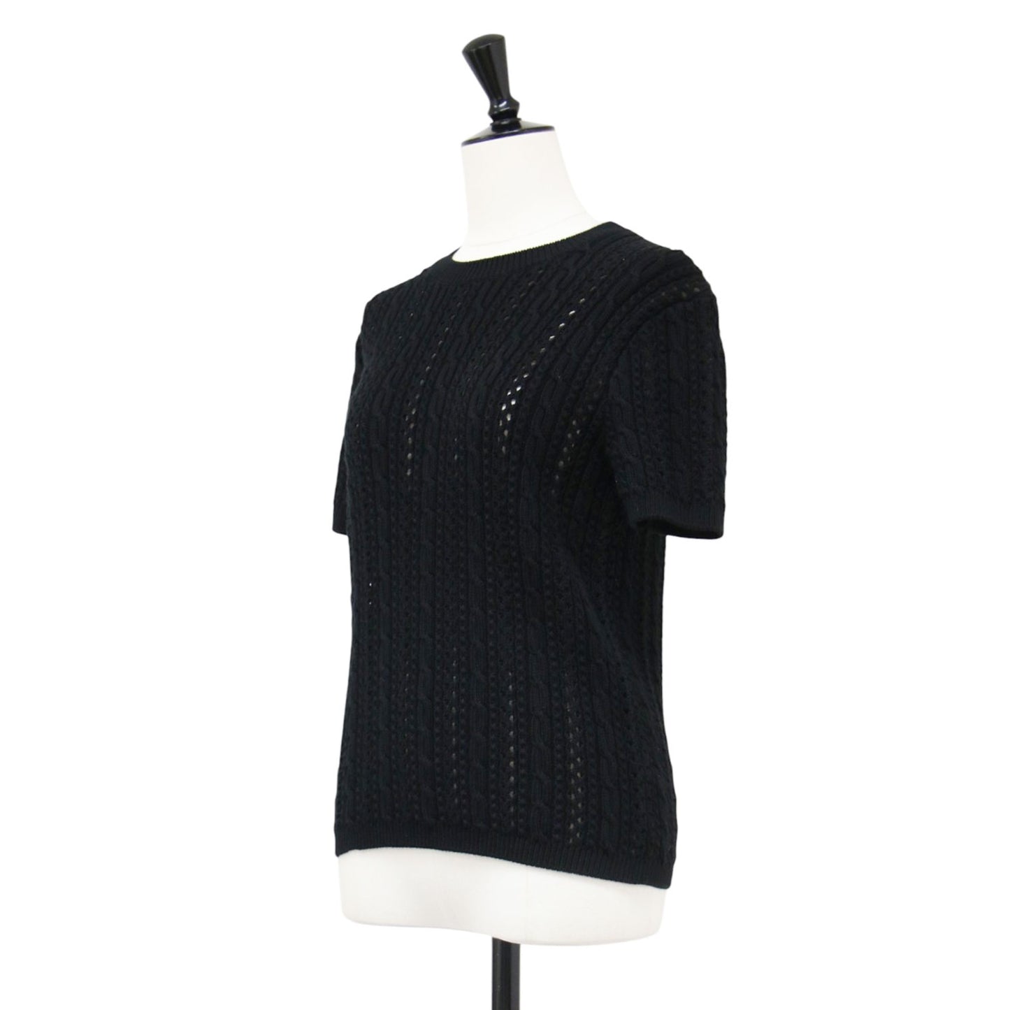 ハーフスリーブ ケーブル ニット / Waverly Cotton Cabled Tee クルーネック 半袖 リブ コットン ウォッシャブル