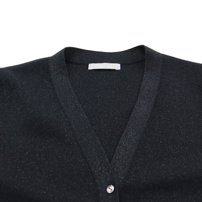 25春夏 ラメ ニット カーディガン / Lurex Knit 2 / Makana Cardigan 半袖 Vネック コンパクト ストレッチ