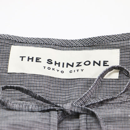 25春夏 オープンリボン ブラウス / OPEN RIBBON BLOUSE 半袖 5分丈 ボリュームスリーブ ラウンドネック ギャザー フリル ワイド チェック コンパクト リネン コットン