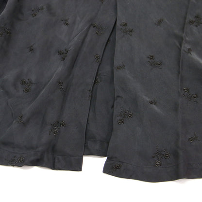 × Bshop 別注 26春夏 キュプラフラワーエンブロイダリースカート / ロング丈 Iライン ウエストゴム オーバーサイズ バックファスナー 刺繍 花柄 光沢 ウォッシャブル