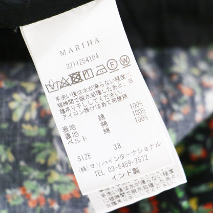 25春夏 マドモアゼルのドレス / ワンピース 半袖 Vネック ロング丈 花柄 フレア Aライン コットン