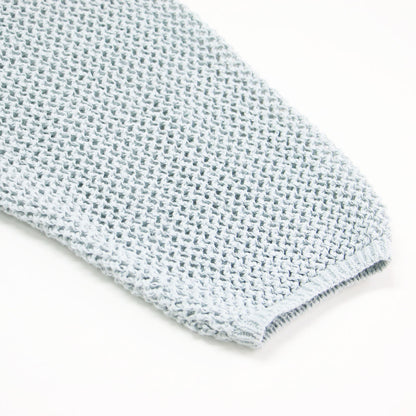 オープンワークパターン ニット / Openwork Pattern プルオーバー 長袖 ミドル丈 ボートネック コットン リネン