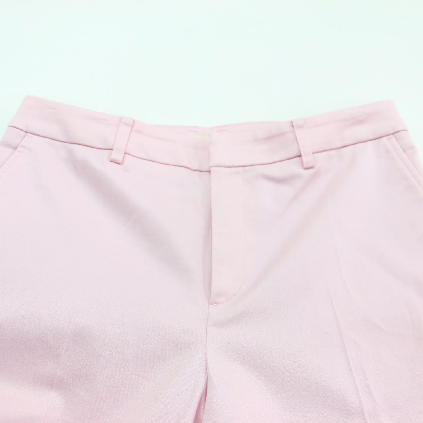 23春夏 シャンブレー サテン ストレッチ パンツ / テーパードシルエット アンクル丈 センタープレス コットン