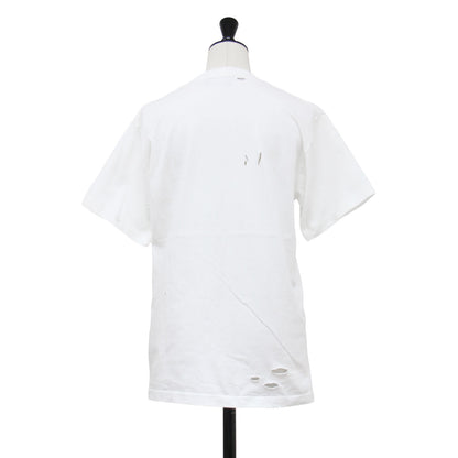 ダメージ加工 ロゴ プリント Tシャツ / カットソー 半袖 クルーネック ユニセックス