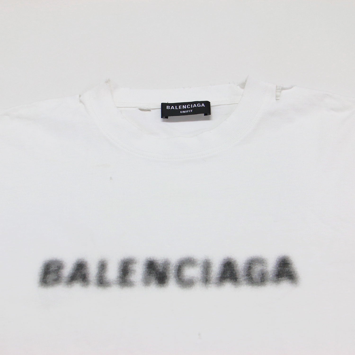 BALENCIAGA ロゴプリント ダメージ加工クルーネック Tシャツ BALENCIAGA (バレンシアガ) ダメージ加工 ロゴ プリント Tシャツ