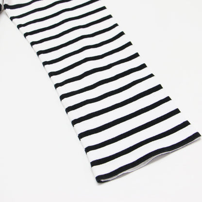 23春夏 EVERYDAY I LIKE クロップド ストライプ Tシャツ / Cropped Stripe プルオーバー ボートネック 長袖 ドロップショルダー オーバーサイズ コットン ウォッシャブル