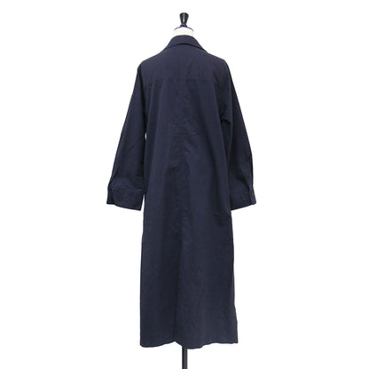 24秋冬 レースアップ シャツワンピース / 20242014110 / 長袖 ロング丈 Aライン バックヨーク ハトメ バックスリット コットン