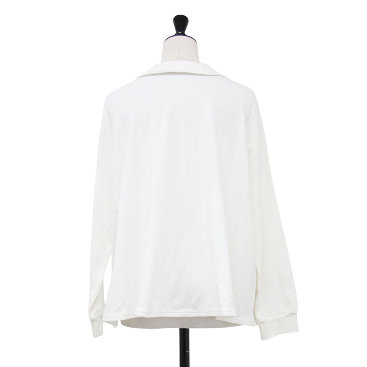襟付き ロングスリーブ カットソー / プルオーバー Aライン フレア ストレッチ コットン