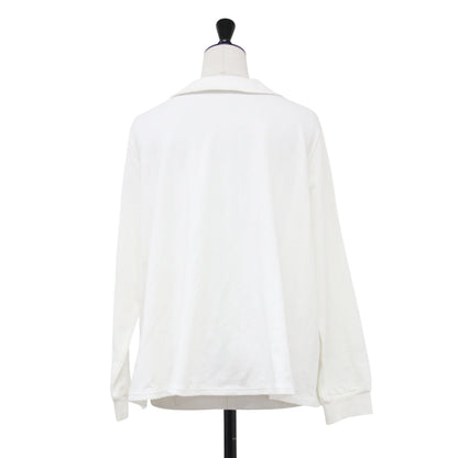襟付き ロングスリーブ カットソー / プルオーバー Aライン フレア ストレッチ コットン