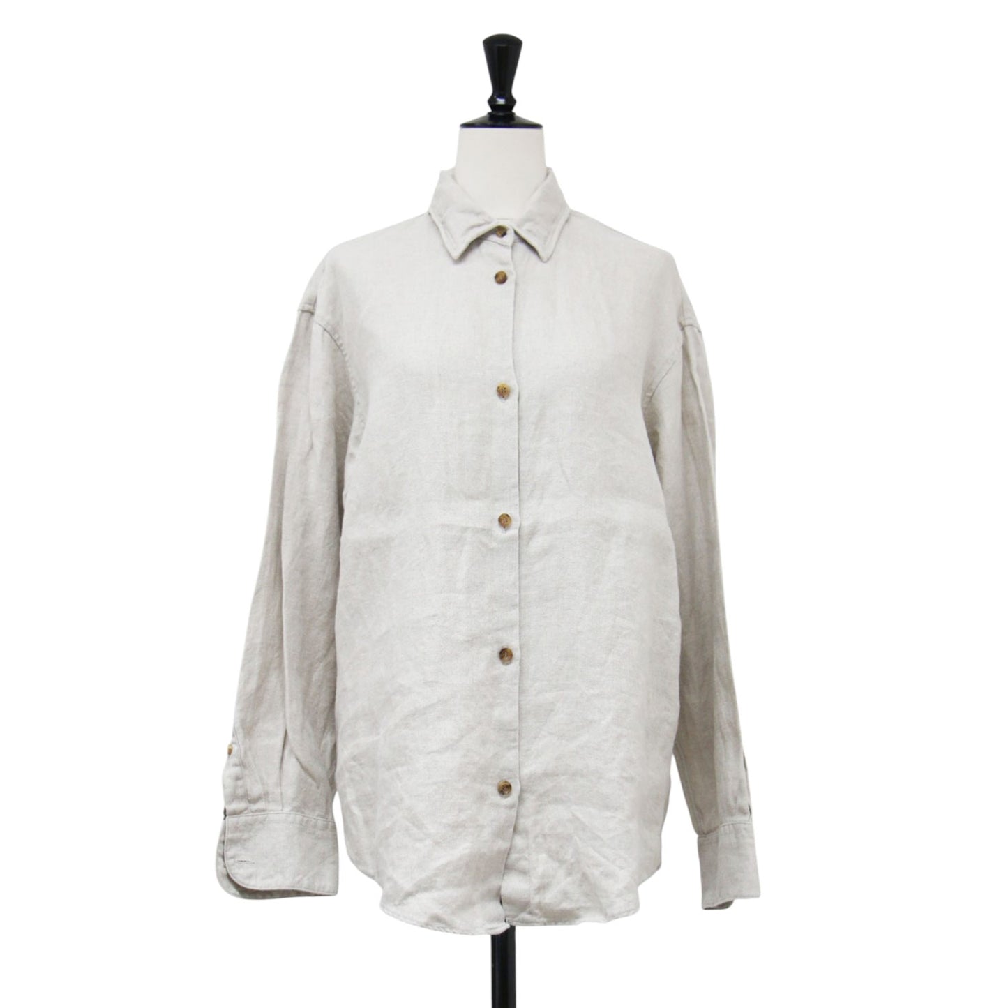 23春夏 リネンシャツ / OG LINEN 羽織り オーバーサイズ 長袖 ワイヤーカラー メタルパーツ ウォッシャブル
