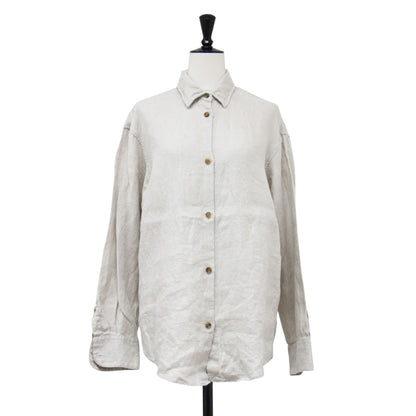 23春夏 リネンシャツ / OG LINEN 羽織り オーバーサイズ 長袖 ワイヤーカラー メタルパーツ ウォッシャブル