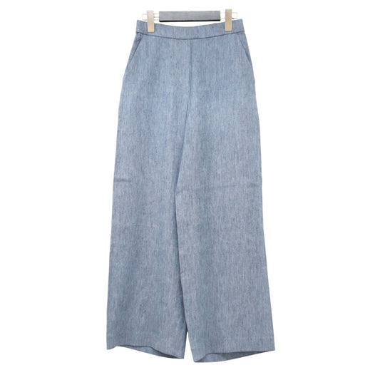 26春夏 ストレッチリネンストレートプルオンパンツ / Denim Crunch イージーパンツ クロップド丈 ウエストゴム デニム