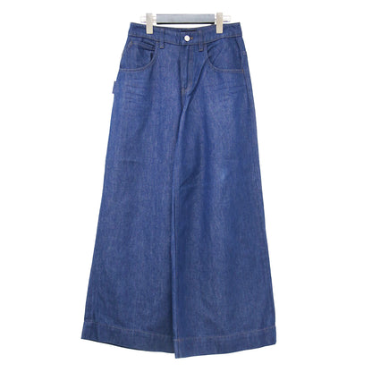 25秋冬 リラックス デニム Aラインパンツ / Relaxed Denim Aline Pant フルレングス ワイド サイドループ 折り返し コットン