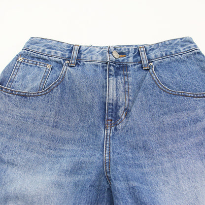 510 カーブド デニムパンツ / CURVED DENIM フルレングス ロング丈 バレル ワイド タック ウォッシュ加工 コットン