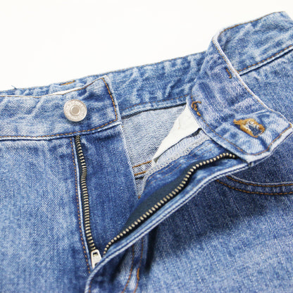 510 カーブド デニムパンツ / CURVED DENIM フルレングス ロング丈 バレル ワイド タック ウォッシュ加工 コットン