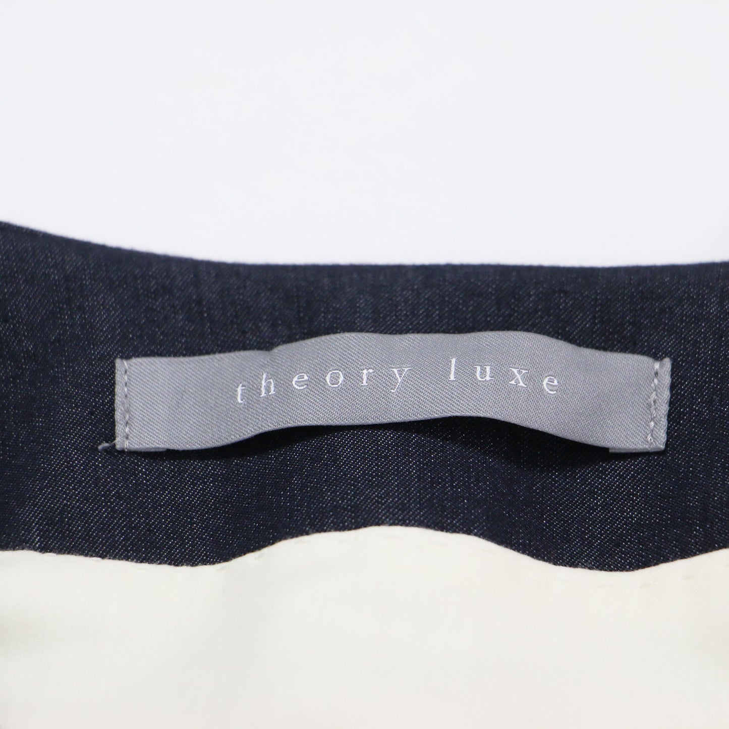 コットン ノーカラー ダブル デニムジャケット / DENIM.BLUE.SUITING JAME Vネック 長袖 ストレッチ