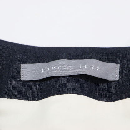 コットン ノーカラー ダブル デニムジャケット / DENIM.BLUE.SUITING JAME Vネック 長袖 ストレッチ