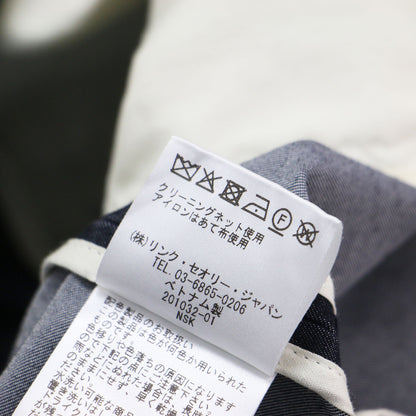 コットン ノーカラー ダブル デニムジャケット / DENIM.BLUE.SUITING JAME Vネック 長袖 ストレッチ