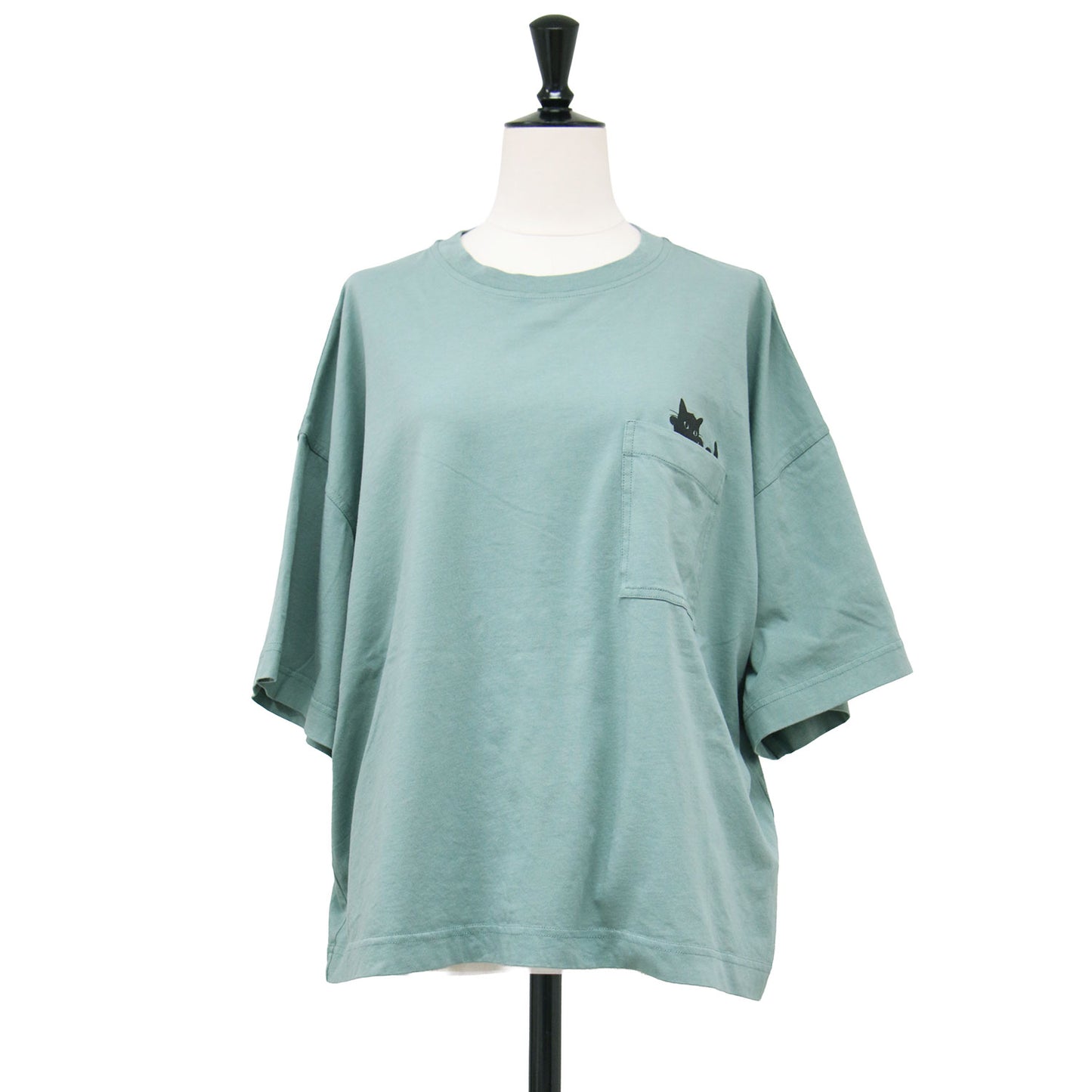 26春夏 キャットプリント 半袖 Tシャツ / カットソー クルーネック ワイド ドロップショルダー