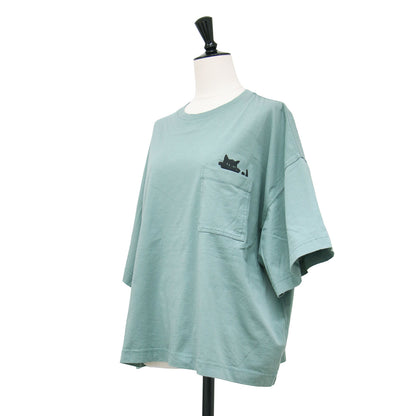 26春夏 キャットプリント 半袖 Tシャツ / カットソー クルーネック ワイド ドロップショルダー