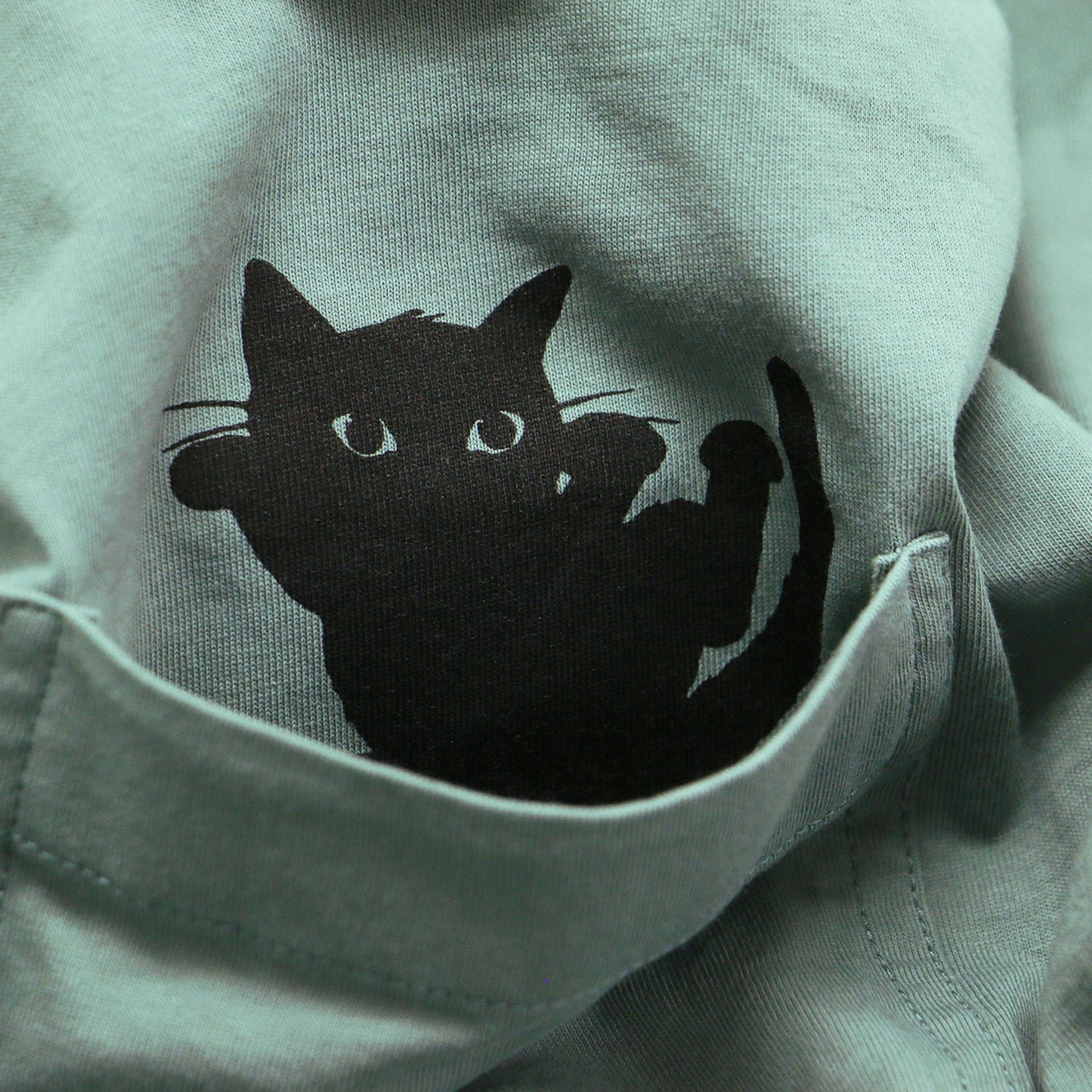 26春夏 キャットプリント 半袖 Tシャツ / カットソー クルーネック ワイド ドロップショルダー