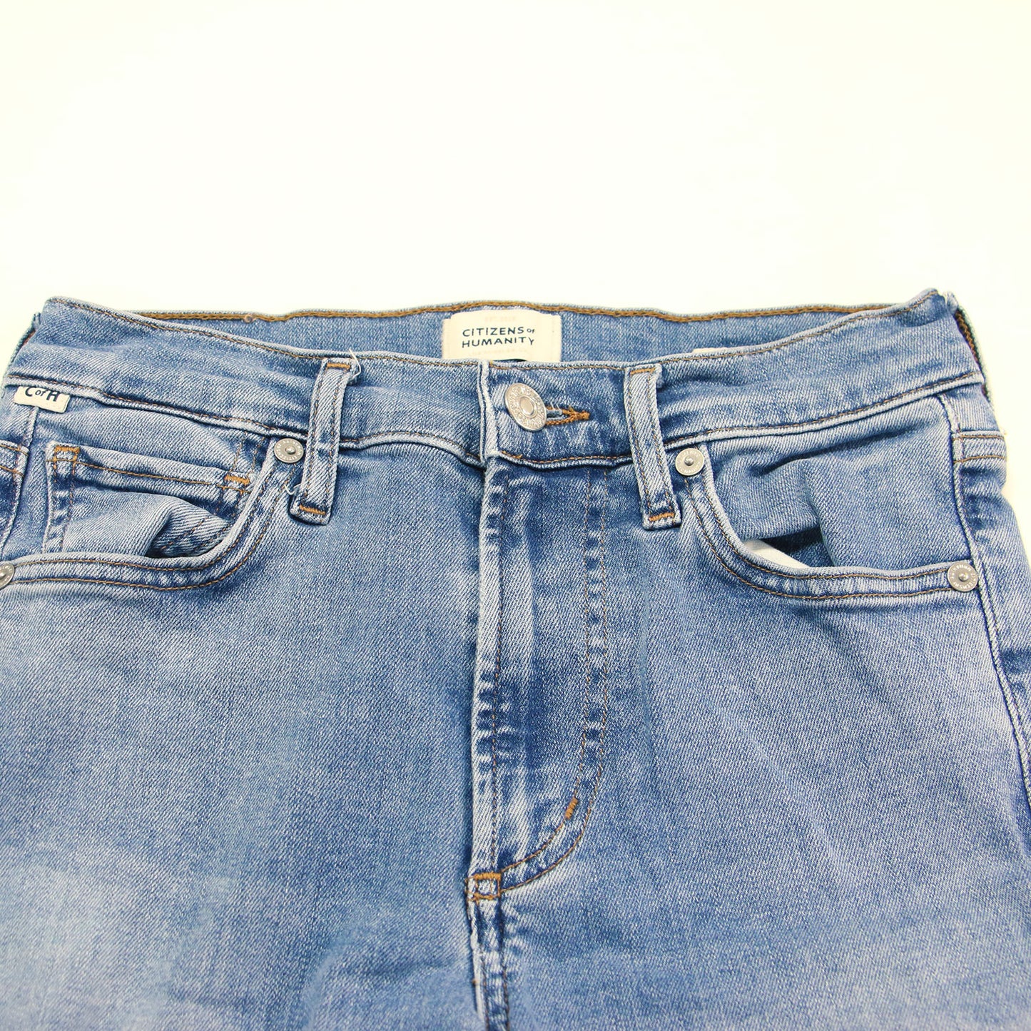 23春夏 ブーツカット デニム / EMANNUELLE BOOTCUT フルレングス ストレッチ レザーパッチ コットン