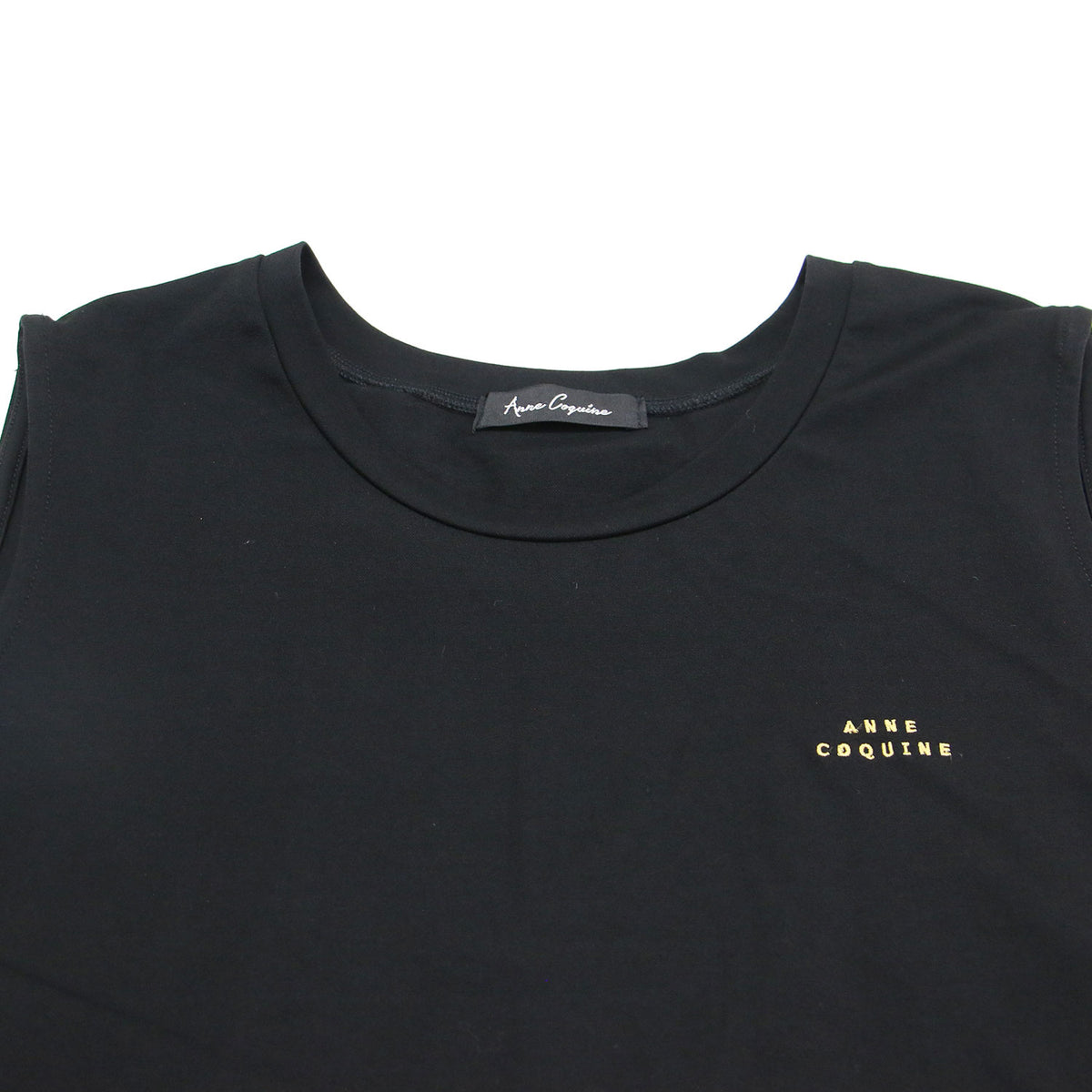 24春夏 ストレッチカノコ バックタック カットソー / プルオーバー ノースリーブ ラウンドネック Aライン フレア ブランドロゴ 刺繍 ウォッシャブル