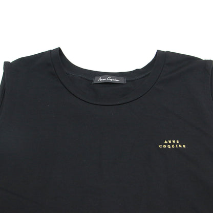24春夏 ストレッチカノコ バックタック カットソー / プルオーバー ノースリーブ ラウンドネック Aライン フレア ブランドロゴ 刺繍 ウォッシャブル