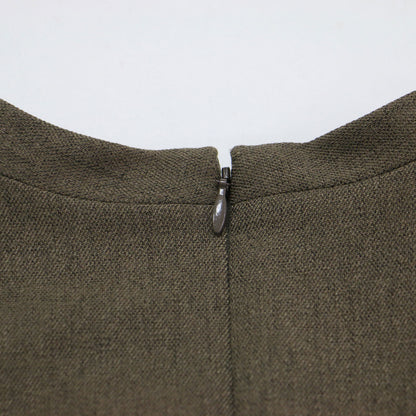 23秋冬 キーネック ジャンパースカート / ワンピース ロング丈 Aラインフレア バックスリット