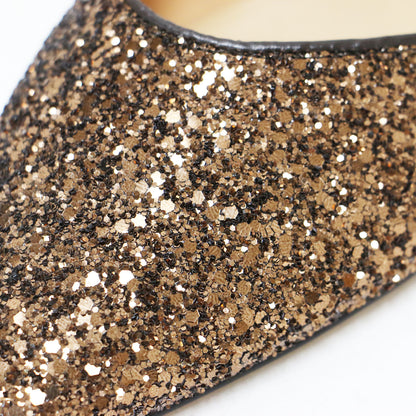 24秋冬 アンクルクロスセパレート フラット10 / フラット ベルト スクエアトゥ グリッター ラメ レザー