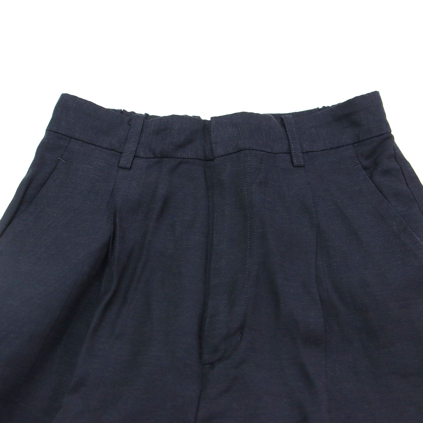 25春夏 ウォッシャブル リネン混 ハイウエストパンツ / washable linen フルレングス スラックス ウエストゴム センタープレス