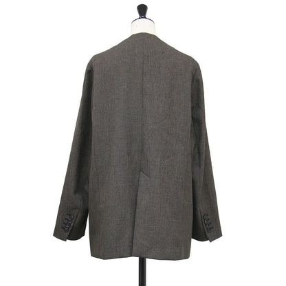 26春夏 シャークツイード ノーカラー ジャケット / 長袖 ミドル丈 2B シングル センターベンツ フラップポケット