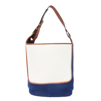 × Paulas Ibiza アナグラム ホーボーバッグ / トートバッグ バケツ型 ワンショルダー クロスボディ バイカラー キャンバス ブランドマーク レザー