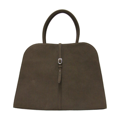 ブラン ラージ スエード チョコ ハンドバッグ / BLANC LARGE SUEDE CHOCO トートバッグ 台形 ショルダー ベルト ブランドロゴ 箔押し
