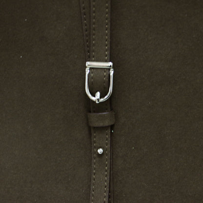 ブラン ラージ スエード チョコ ハンドバッグ / BLANC LARGE SUEDE CHOCO トートバッグ 台形 ショルダー ベルト ブランドロゴ 箔押し