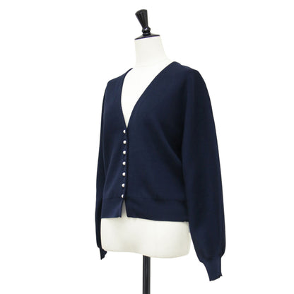 25春夏 パールコンビ Vネック カーディガン / 長袖 ショート丈 ドロップショルダー ニット